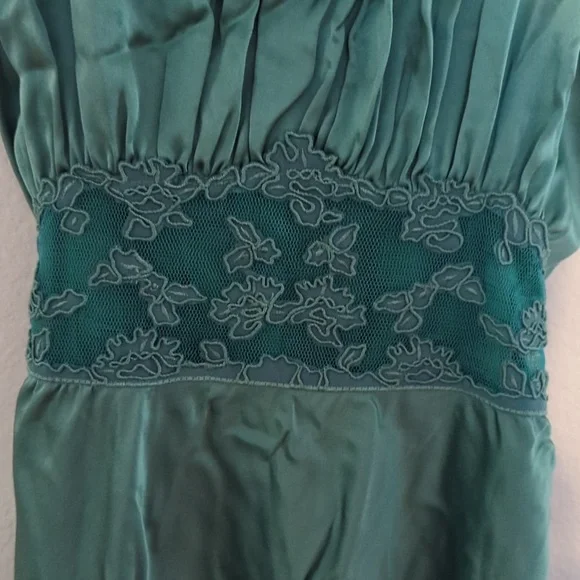 Betsey Johnson Silk Teal Lace Trim Dress - Picture 3 of 10
